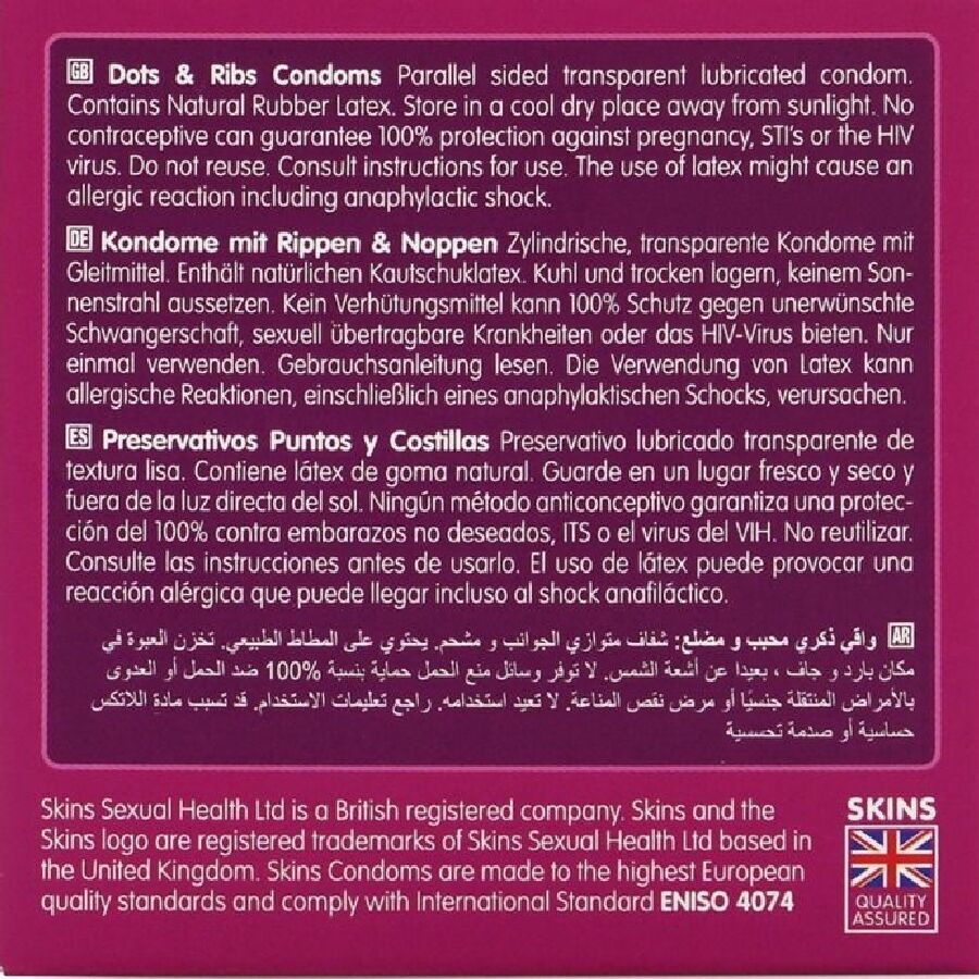 Preservativos Dots & Ribs Premium Paquete 4
