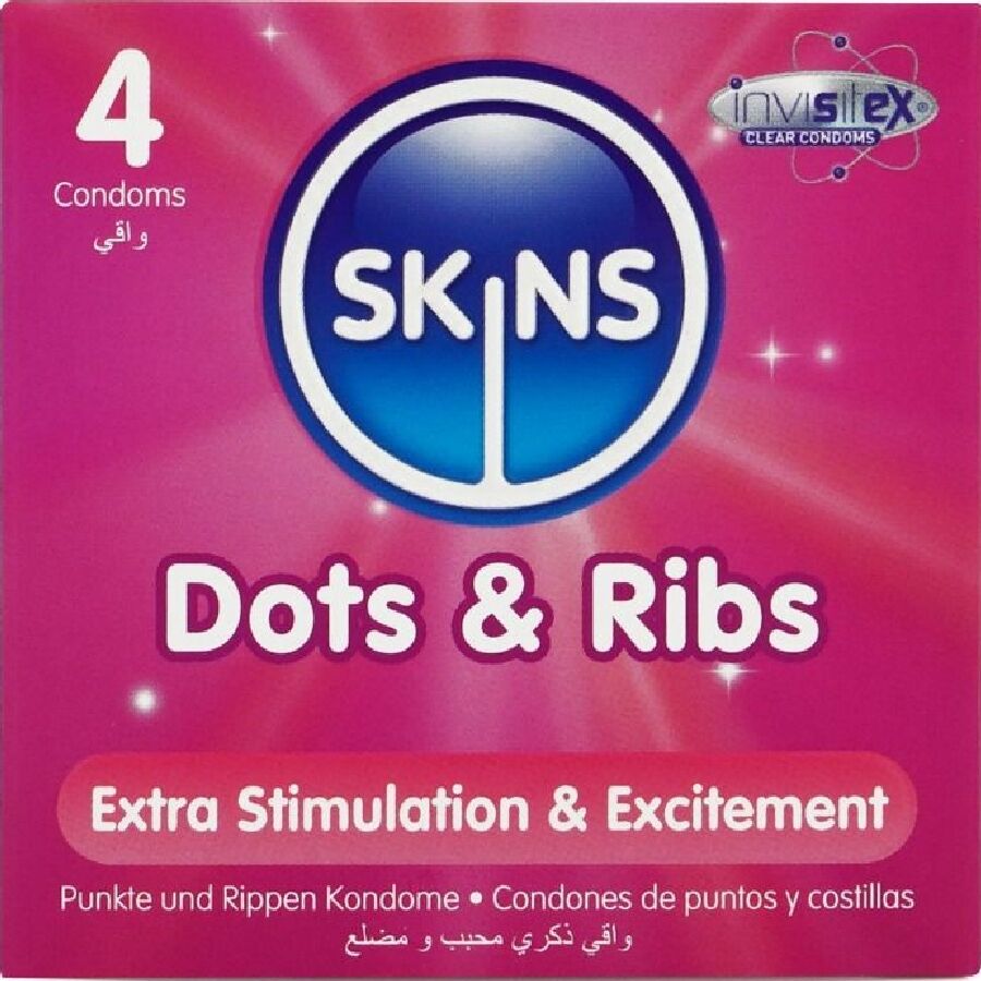 Preservativos Dots & Ribs Premium Paquete 4