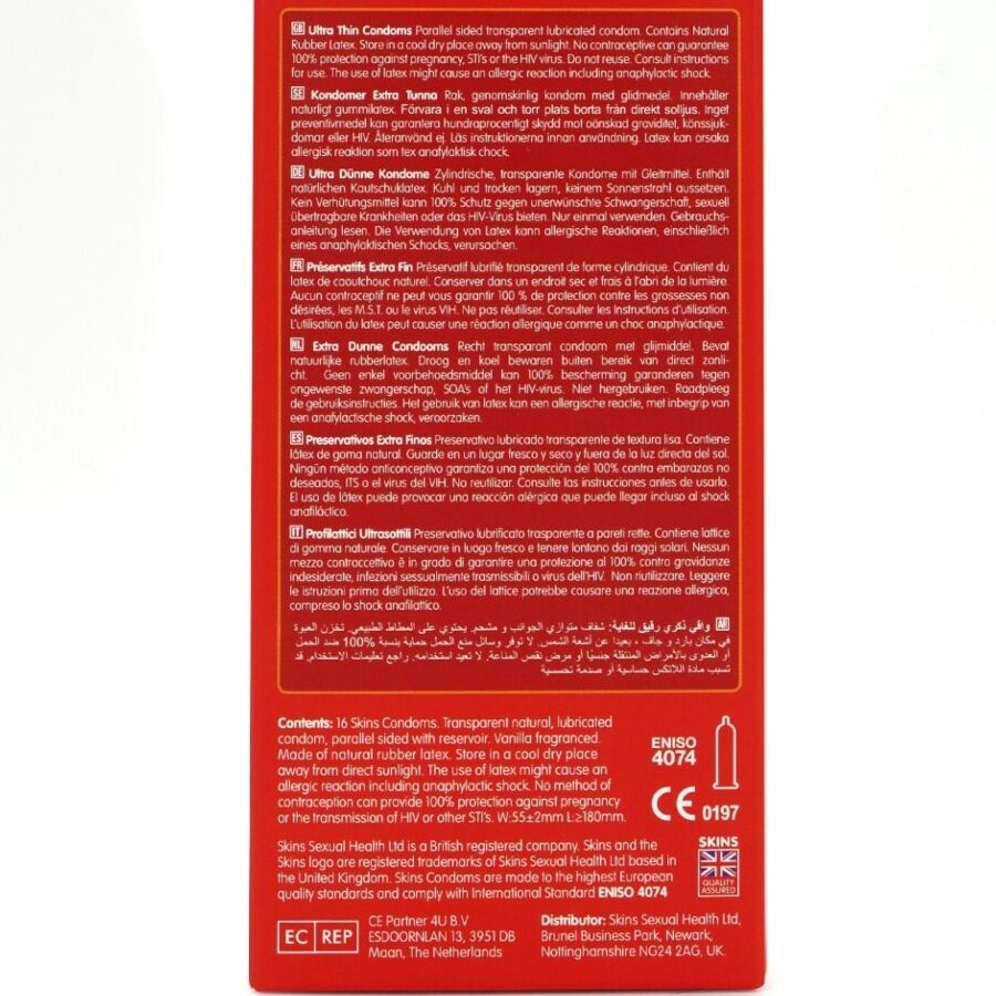 Preservativos Ultra Finos Premium Paquete con 16