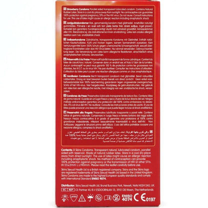 PRESERVATIVOS PREMIUM DE FRESA - PAQUETE DE 8