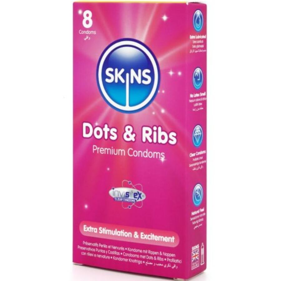 Preservativos Dots & Ribs Premium Paquete 8