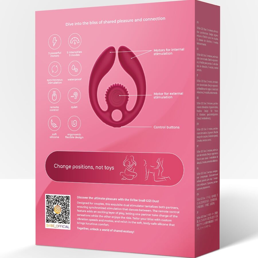 VIBRADOR DE CARACOL - ESTIMULADOR DE PAREJA GIZI DUO CON CONTROL REMOTO BORGOÑA
