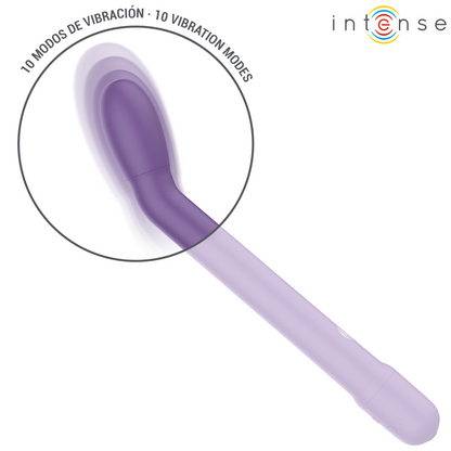 Close-up do INTENSE FUN Estimulador de Ponto G Recarregável Karlie Roxo, mostrando seu design ergonómico e cor vibrante.