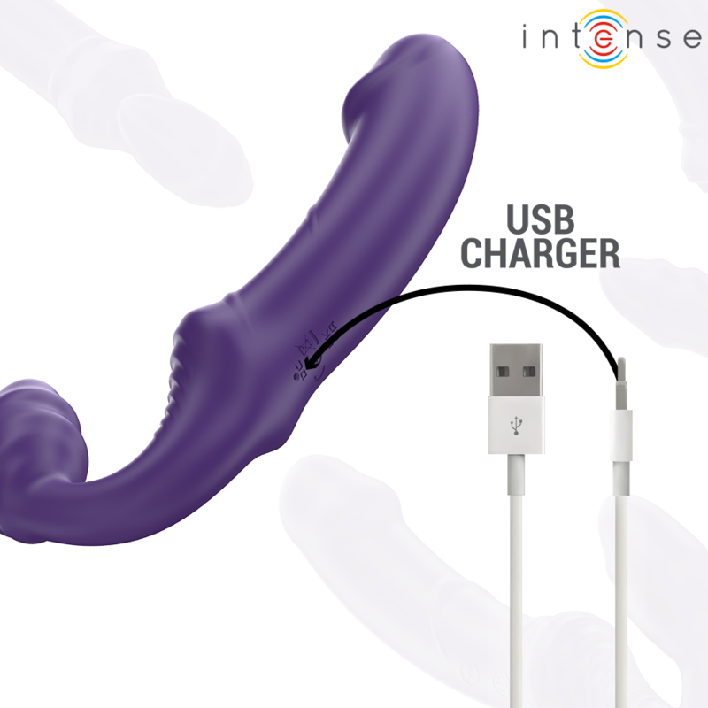INTENSE Vibrador Duplo Jill 20cm Roxo com Controle Remoto para estimulação de casais