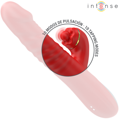 Vibrador Thalia Multifuncional INTENSE com vibração, impulso e estimulação clitoriana, cor vermelha