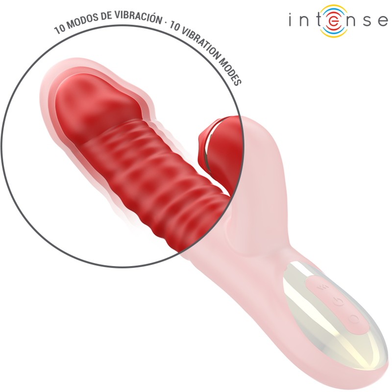 Vibrador Thalia Multifuncional INTENSE com vibração, impulso e estimulação clitoriana, cor vermelha