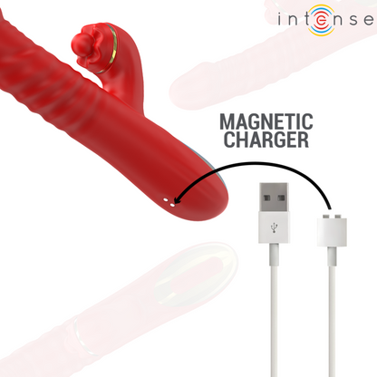 Vibrador Thalia Multifuncional INTENSE com vibração, impulso e estimulação clitoriana, cor vermelha