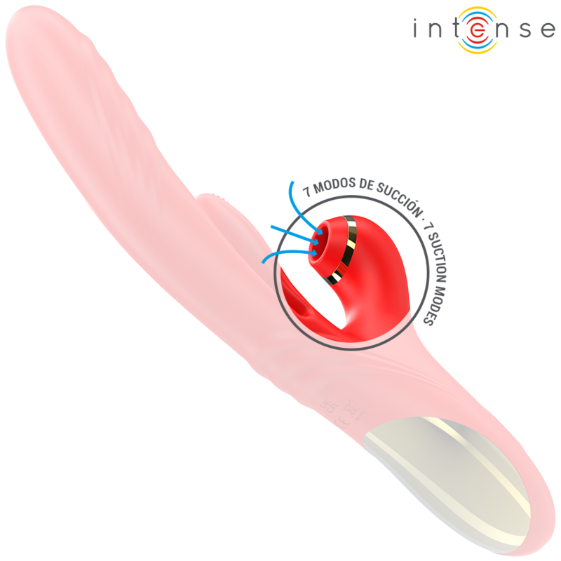 Vibrador Multifuncional INTENSE KAROL com funções de thrust, vibração e sucção, cor vermelho