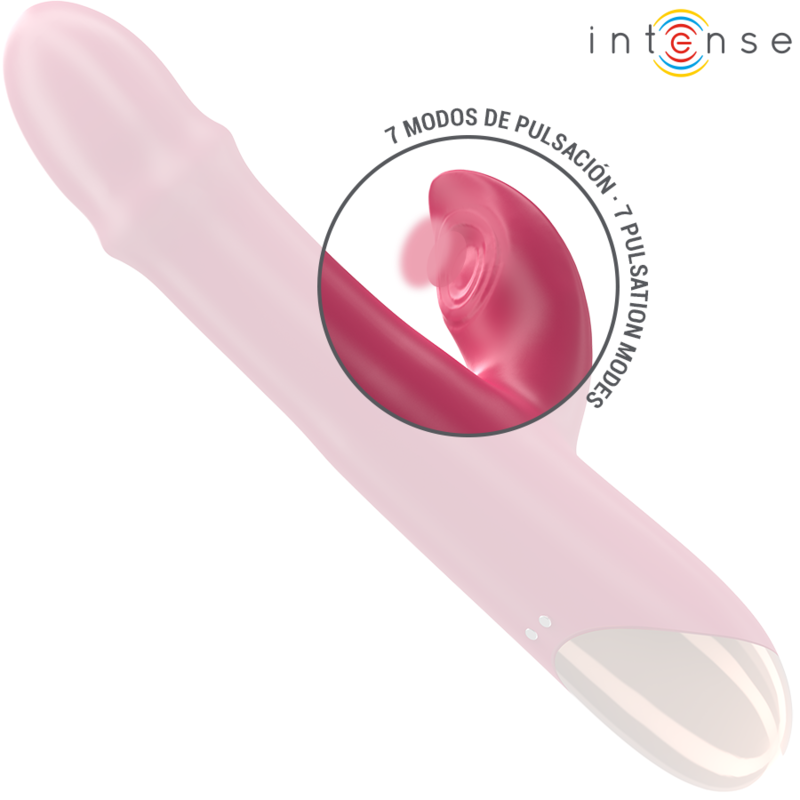 Close-up of the INTENSE Chloe Vibrador Multifuncional 3 em 1 Vermelho, showing its ergonomic design and silicone texture.