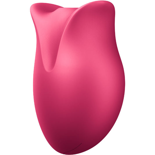 Close-up do Vibrador FUN FACTORY Belle Air Pulse Framboesa, destacando o design em rosa e a textura de silicone.