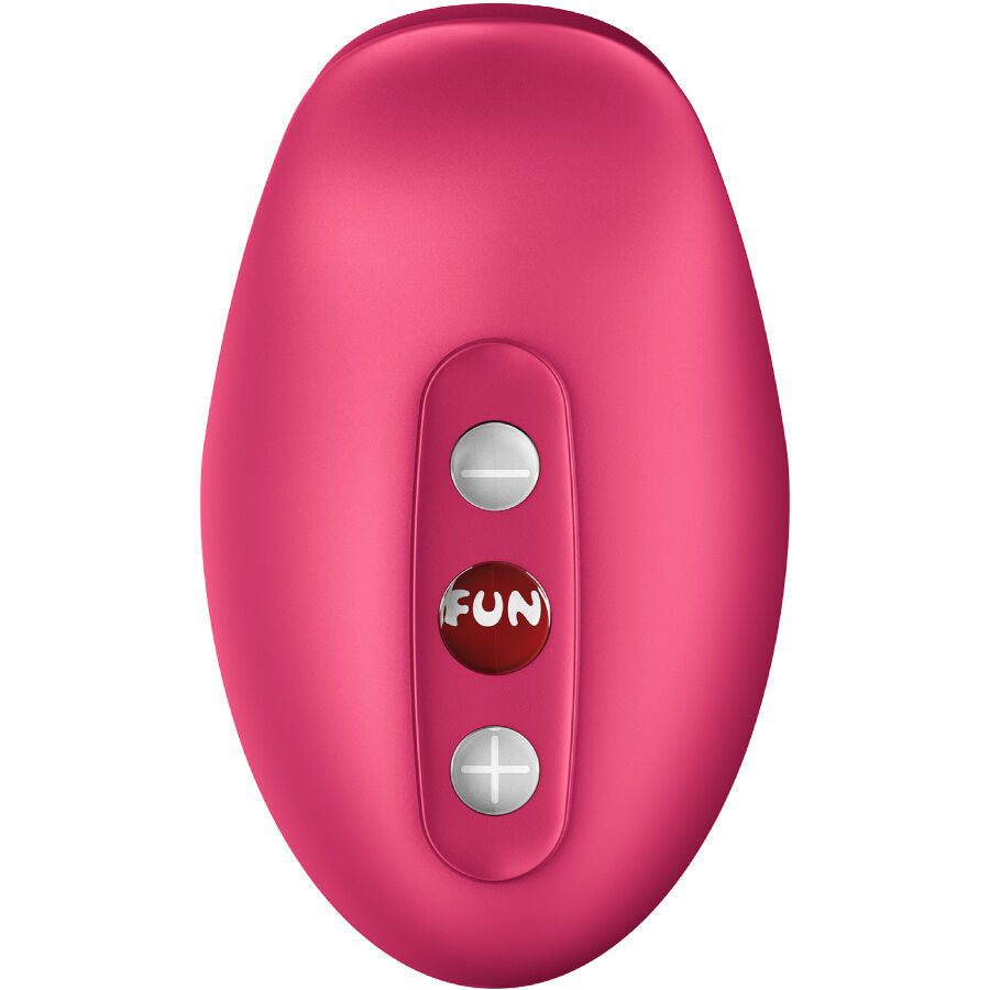 Close-up do Vibrador FUN FACTORY Belle Air Pulse Framboesa, destacando o design em rosa e a textura de silicone.