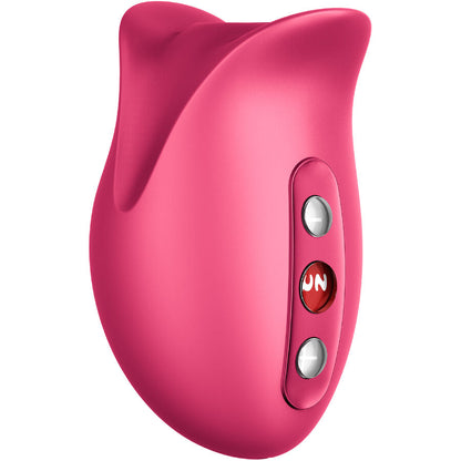 Close-up do Vibrador FUN FACTORY Belle Air Pulse Framboesa, destacando o design em rosa e a textura de silicone.