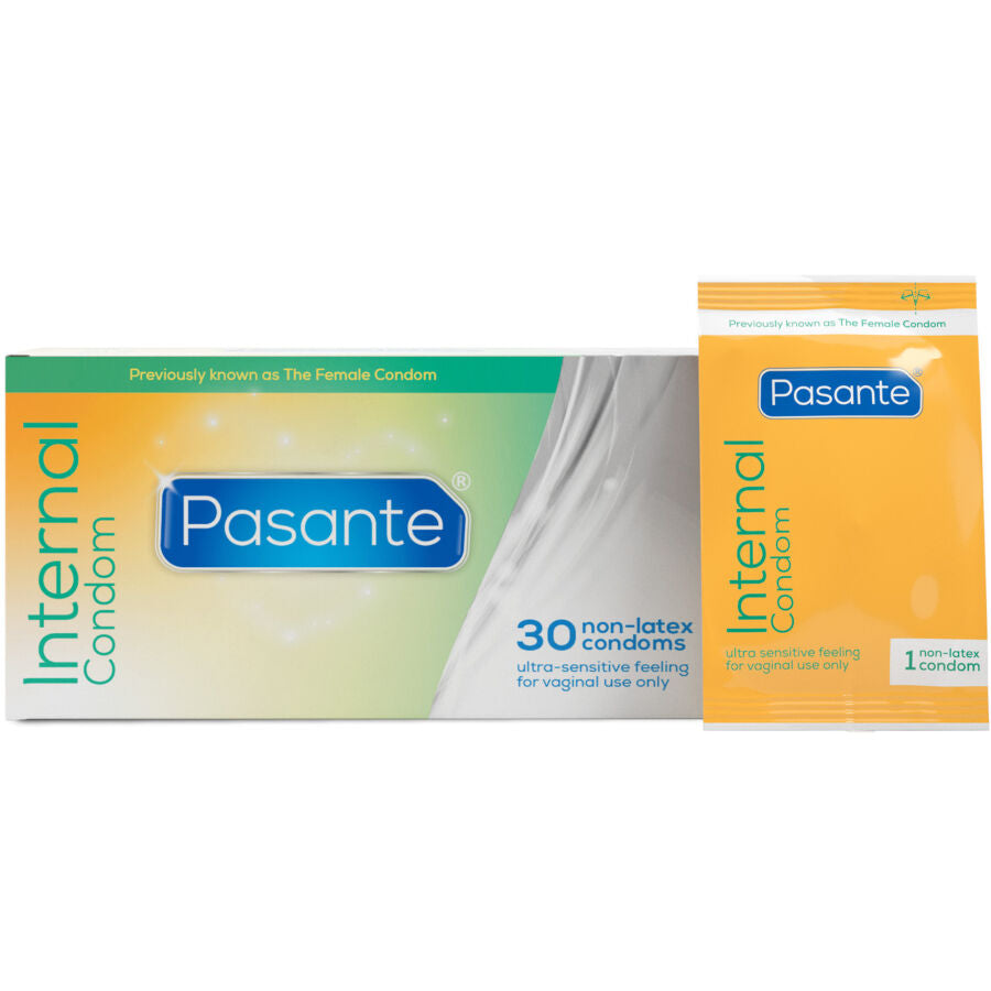 PASANTE Preservativos Internos Sem Látex Caixa 30 Unidades para proteção e conforto.