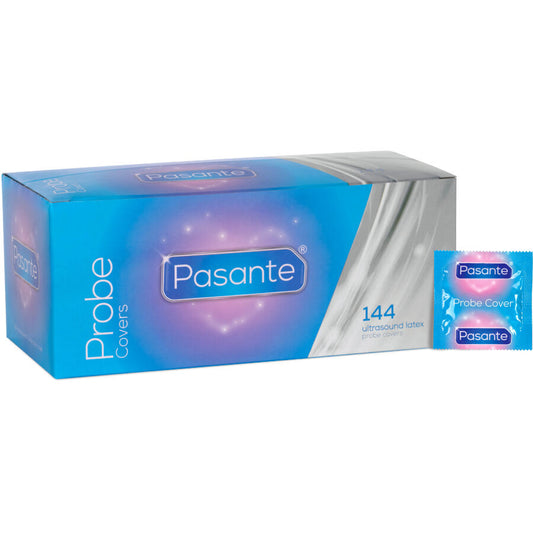 Caixa de Capas Protetoras de látex para sondas de ultrassom Pasante, 144 unidades.