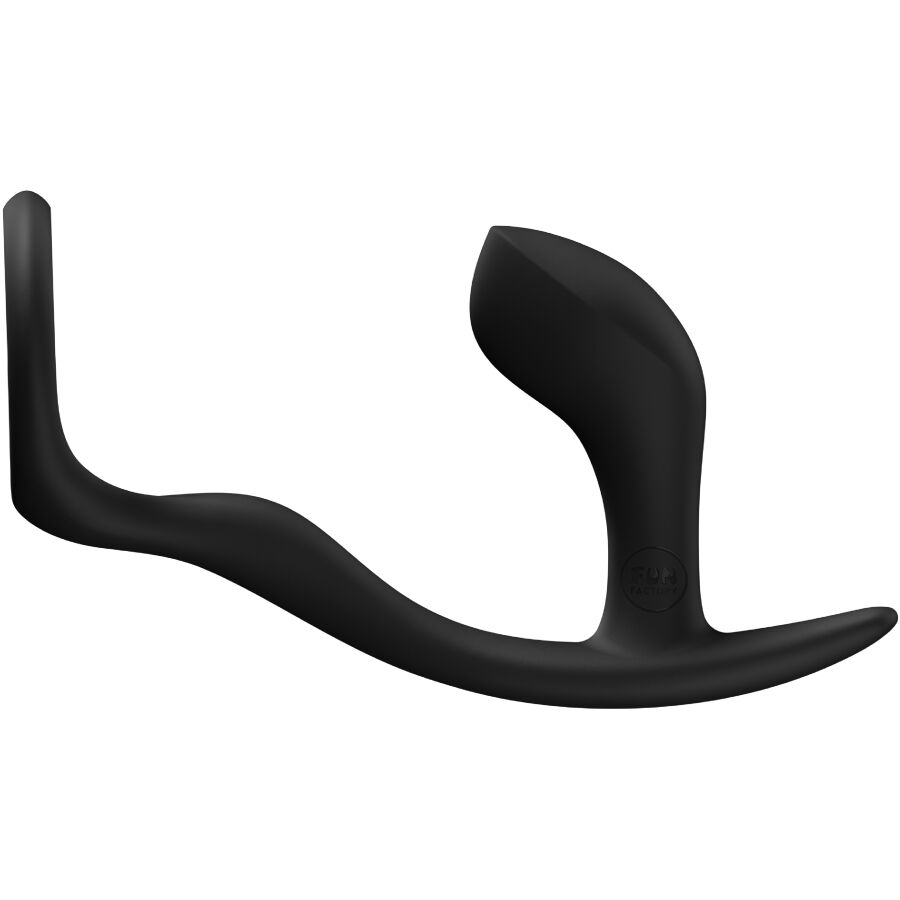 Imagem do FUN FACTORY Bootie Ring Plug Anal com Anel Peniano Preto, destacando seu design combinado e material de silicone.