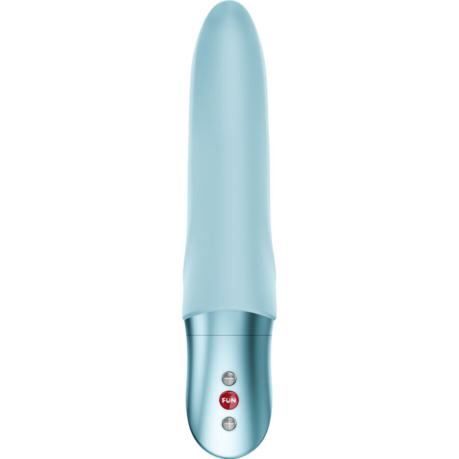Vibrador FUN FACTORY Diva Dolphin azul gelo para estimulação do ponto G e clítoris, feito de silicone macio.