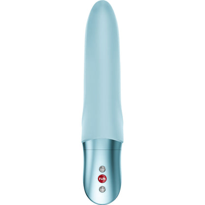 Vibrador FUN FACTORY Diva Dolphin azul gelo para estimulação do ponto G e clítoris, feito de silicone macio.