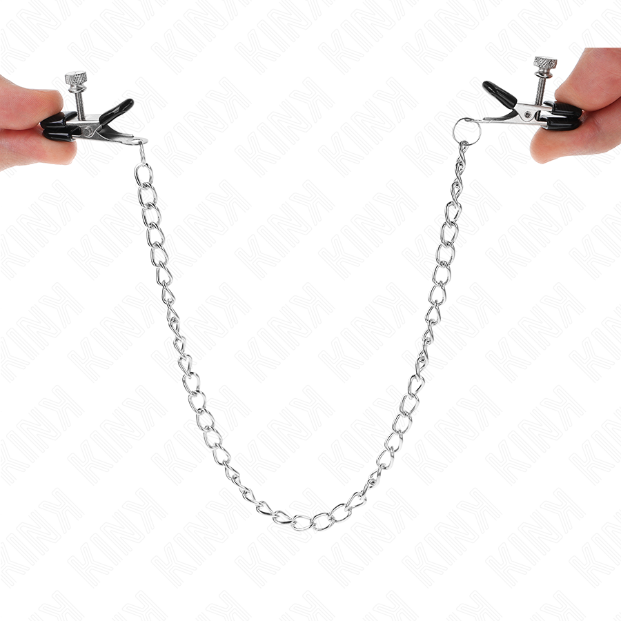 KINK Pinças de Corrente Plana Prata 34 CM para estimulação de mamilos