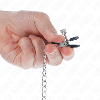 KINK Pinças de Corrente Plana Prata 34 CM para estimulação de mamilos