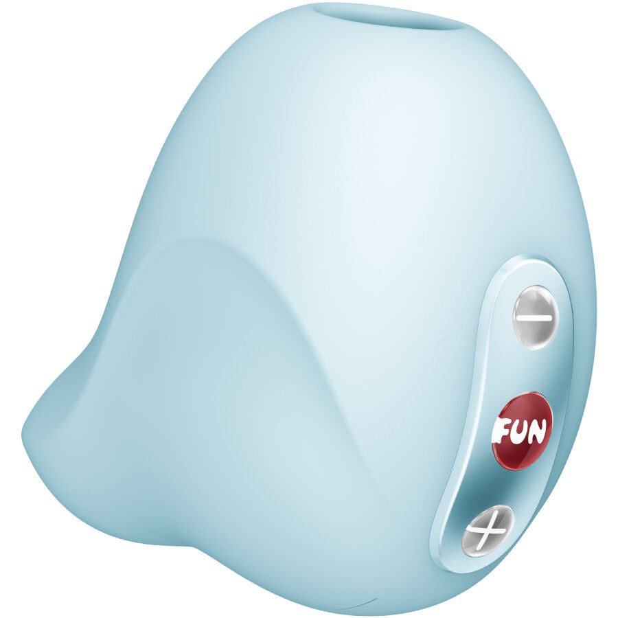 Close-up of the FUN FACTORY Vibrador Pulsador de Ar Seduction Azul Gelo, showing its design and features.