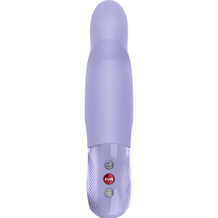 Close-up of the FUN FACTORY Vibrador Pulsador STRONIC G FORTE Roxo showing its ergonomic design and silicone texture.