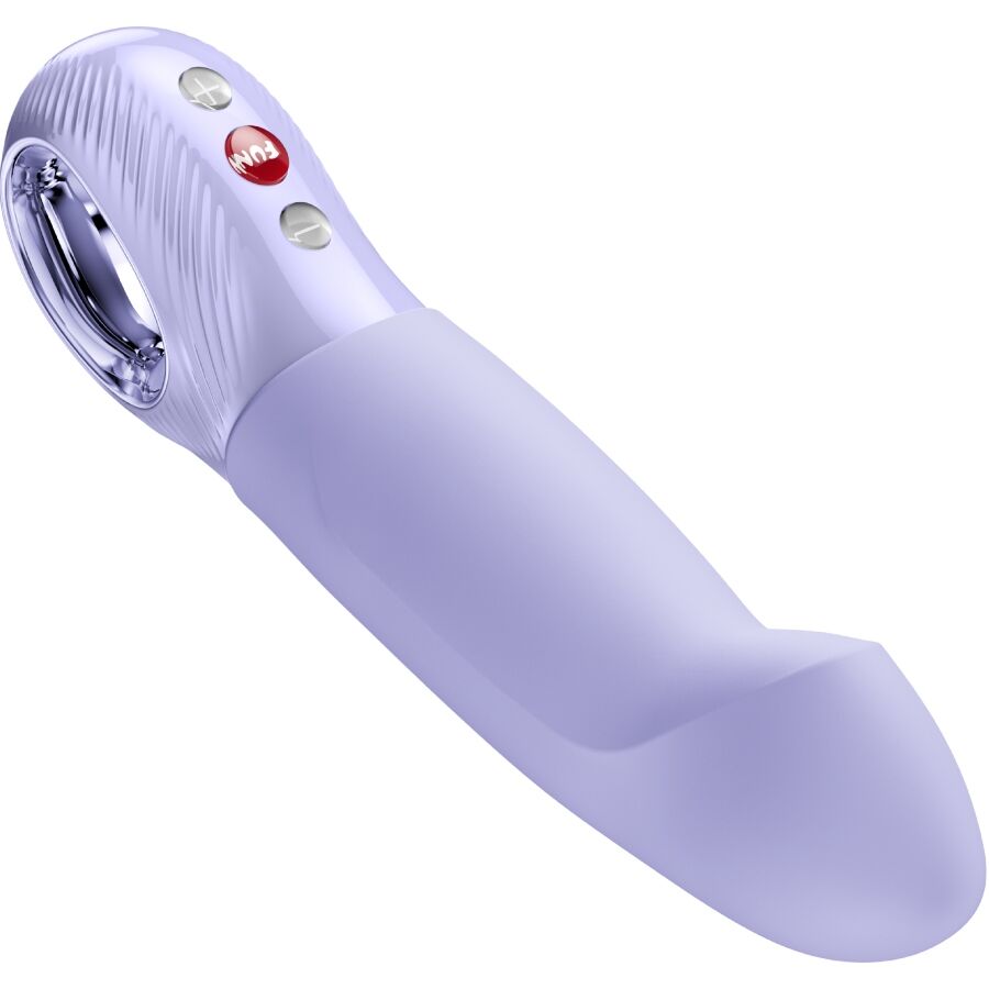 Close-up of the FUN FACTORY Vibrador Pulsador STRONIC G FORTE Roxo showing its ergonomic design and silicone texture.