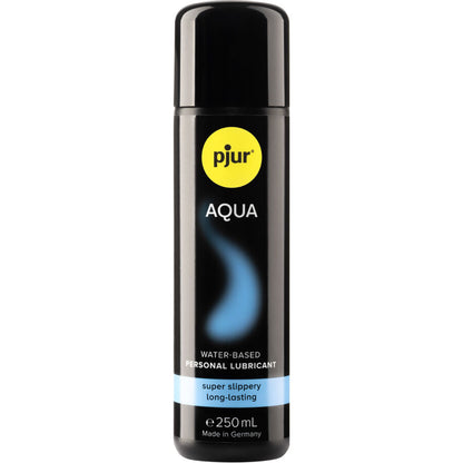 Frasco de Pjur Lubrificante Íntimo Aqua à Base de Água 250ml, ideal para conforto e hidratação.