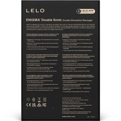 Vista detalhada do vibrador sônico LELO ENIGMA Duplo Ponto G e Clitóris Cyber Roxo, destacando seu design ergonômico e tecnologias de estimulação.