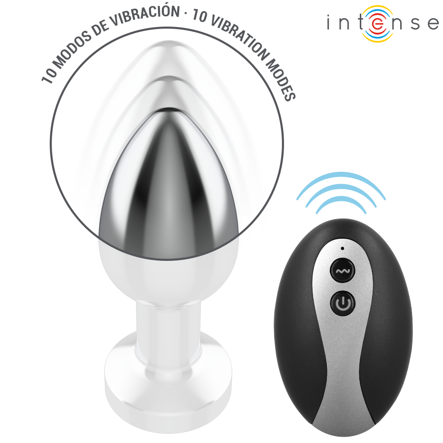 Plug Anal Vibrante de Metal Intense com LED e Controle Remoto, Tamanho S