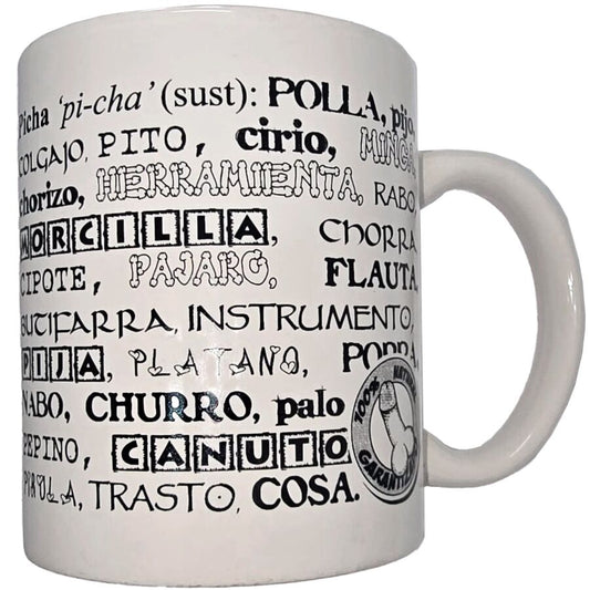 Taza Blanca Divertida con Sinónimos Eróticos 370 ml