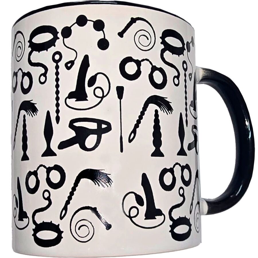 Taza Bondage Blanca con Asa Negra 370 ml