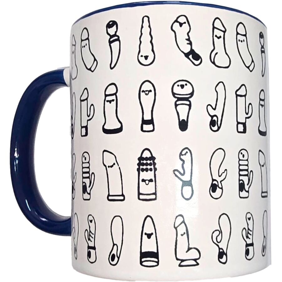 Taza Vibradora Blanca con Asa Azul 370 ml