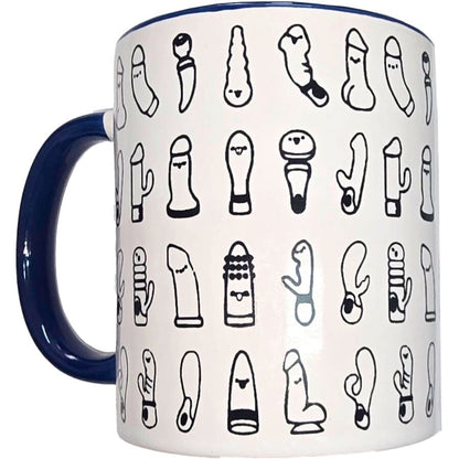 Taza Vibradora Blanca con Asa Azul 370 ml