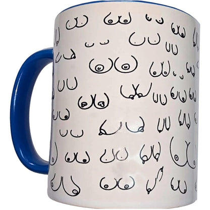 Taza con Diseño de Senos y Asa Azul 370 ml