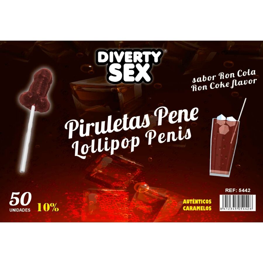 Piruletas con Forma de Pene Sabor Ron Cola con Alcohol