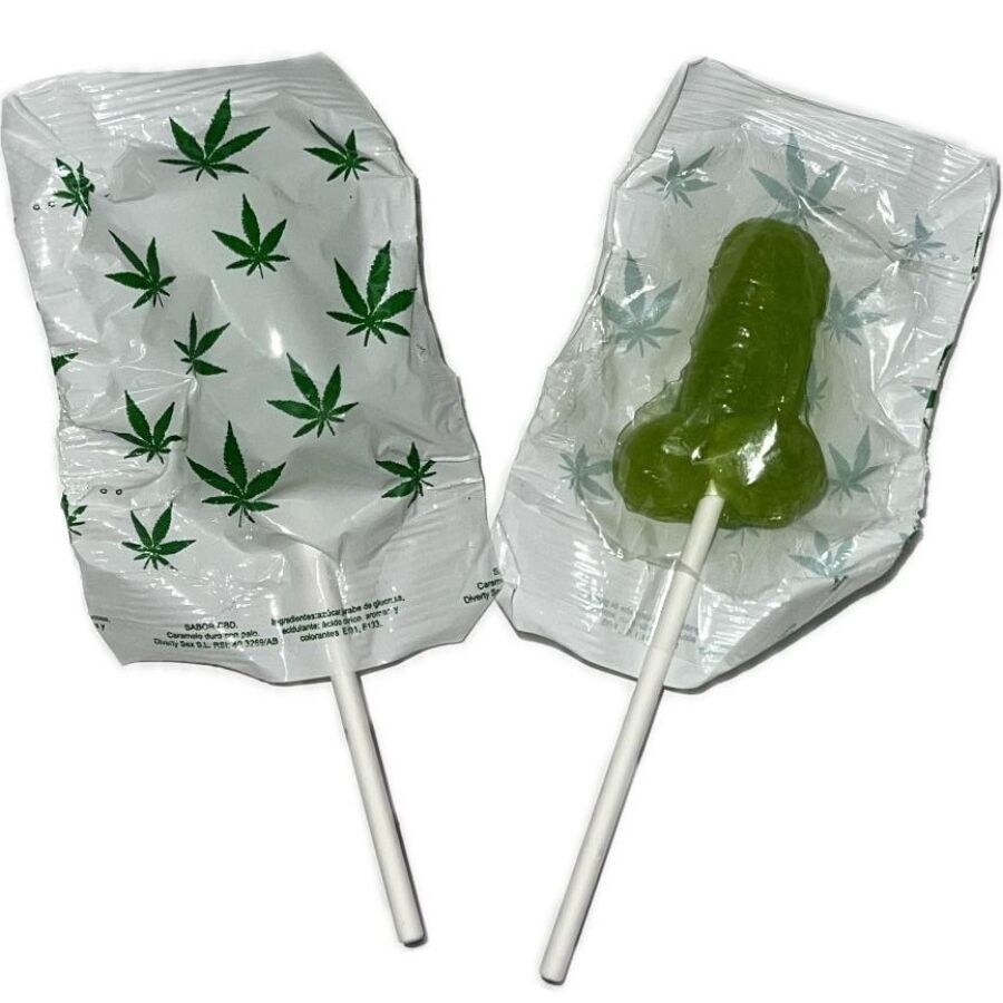 Pirulí en Forma de Pene con Aroma a Cannabis