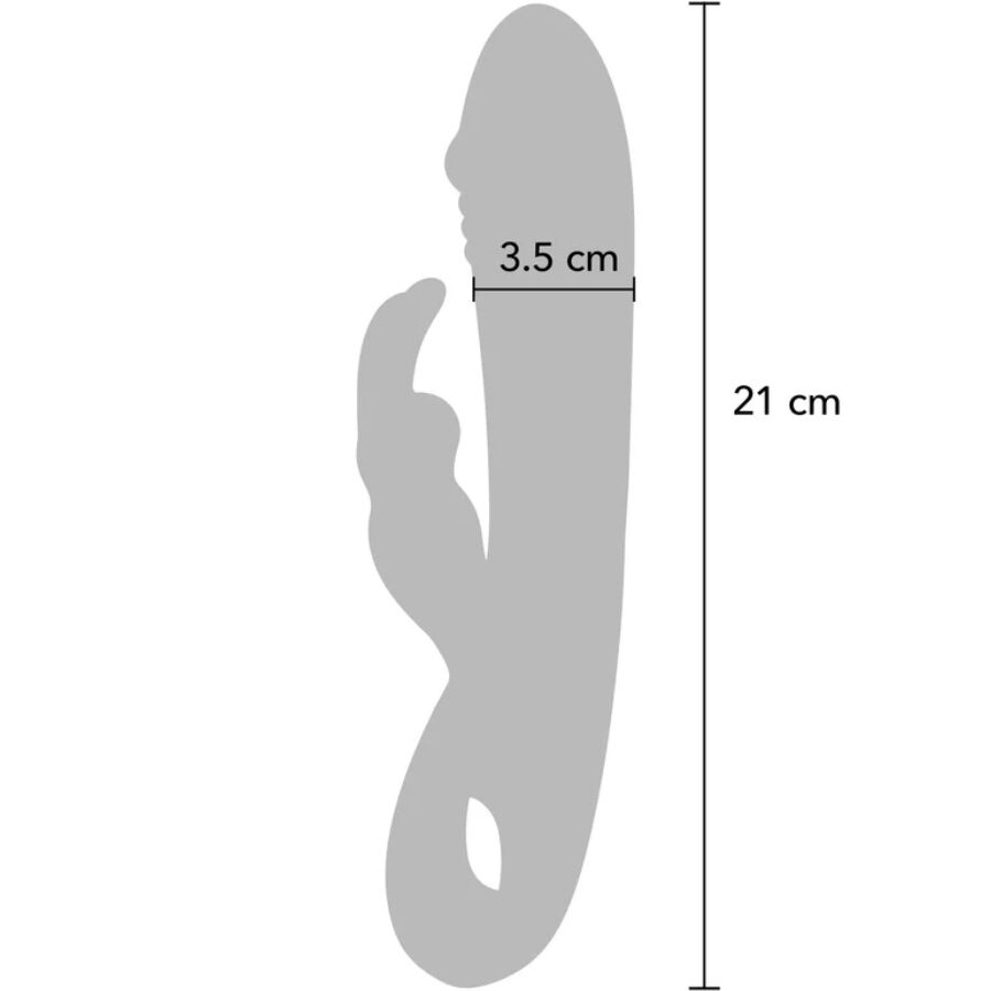 Close-up do Vibrador Coelho TOYJOY Taygeta, destacando seu design ergonómico e estimuladores duplos.