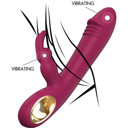 Close-up do Vibrador Coelho TOYJOY Taygeta, destacando seu design ergonómico e estimuladores duplos.