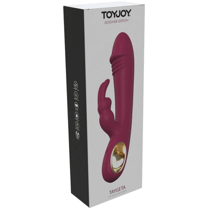 Close-up do Vibrador Coelho TOYJOY Taygeta, destacando seu design ergonómico e estimuladores duplos.