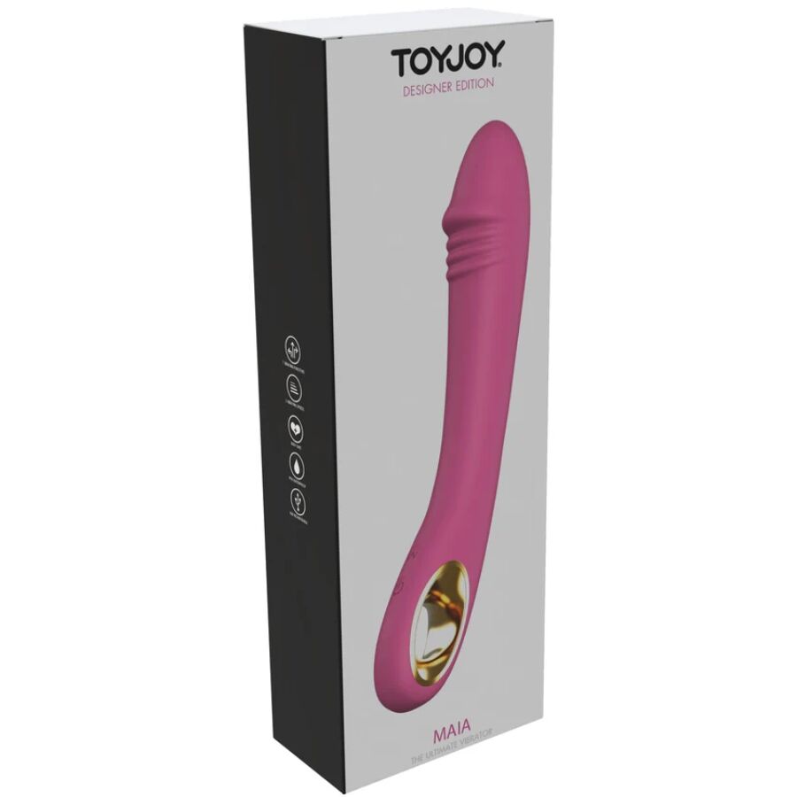 Close-up do TOYJOY Vibrador Maia para Ponto G, mostrando seu design ergonómico e curvatura.