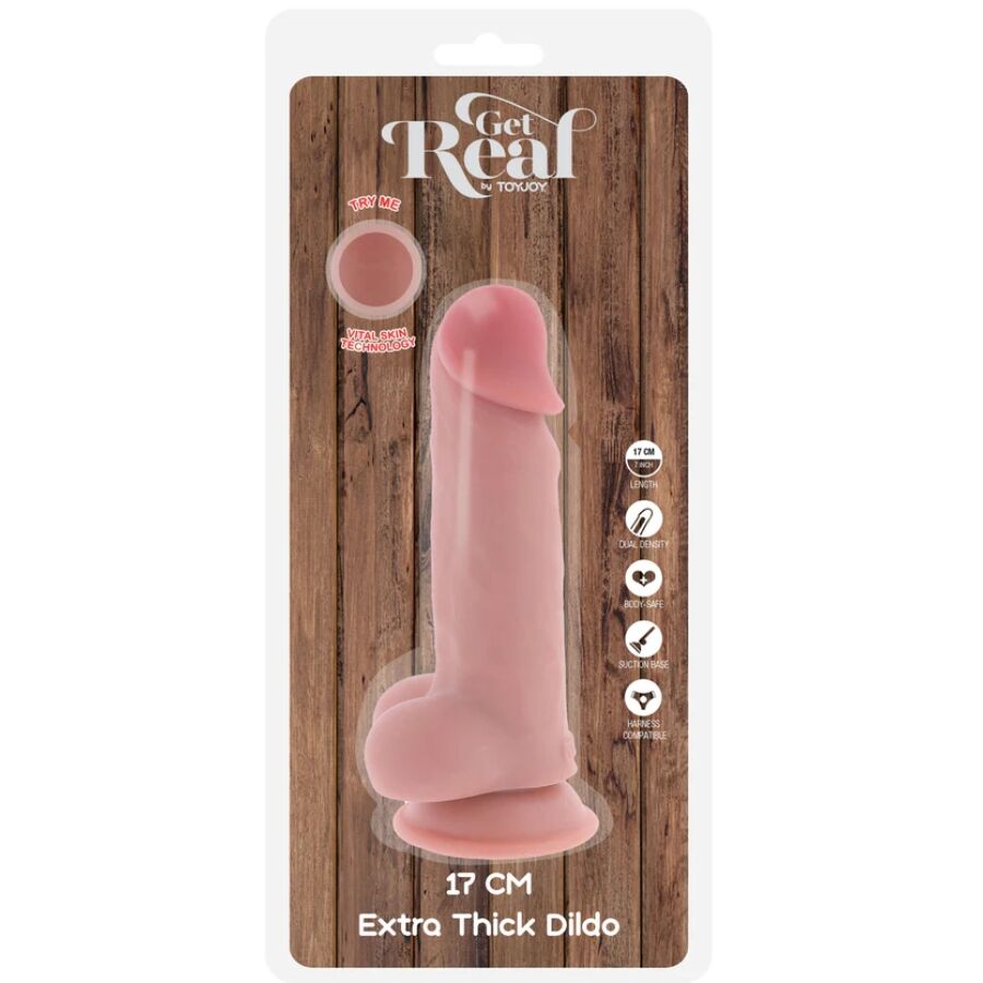GET REAL - PENE REALISTA DE LUJO CON TESTICULOS EXTRA GRUESOS DE 17 CM