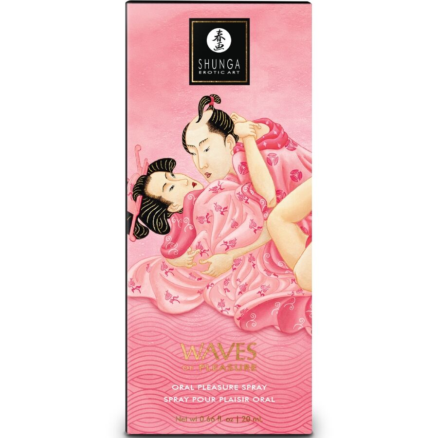 Shunga Spray Oral Sedutor Waves Sabor Melancia 20ml para prazer oral intensificado.