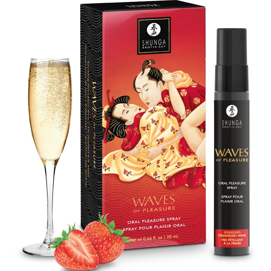 SHUNGA Spray Oral Sedutor de Morango Waves 20 ML para prazer oral intenso