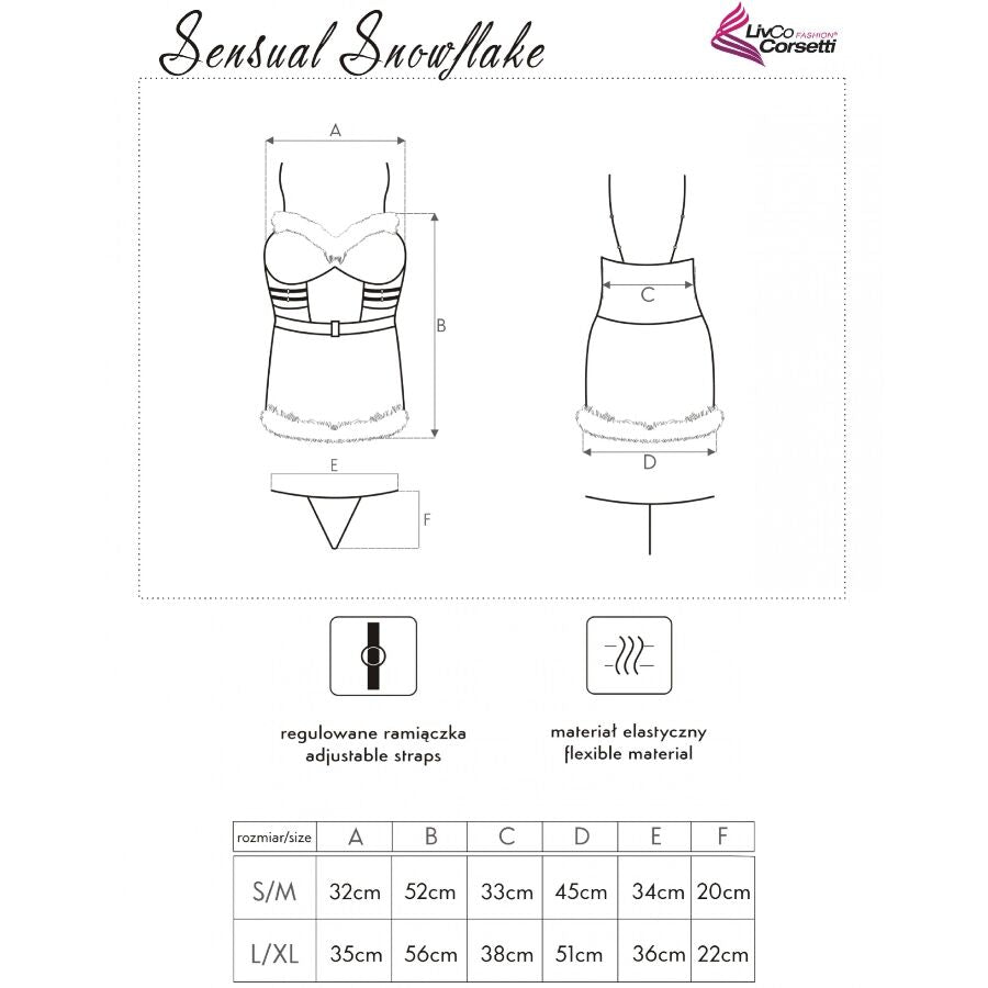 LIVCO CORSETTI FASHION - SENSUAL SNOWFLAKE LC 90603 CAMISA NAVIDEÑA + BRAGUITA TANGA + DIADEMA S/M