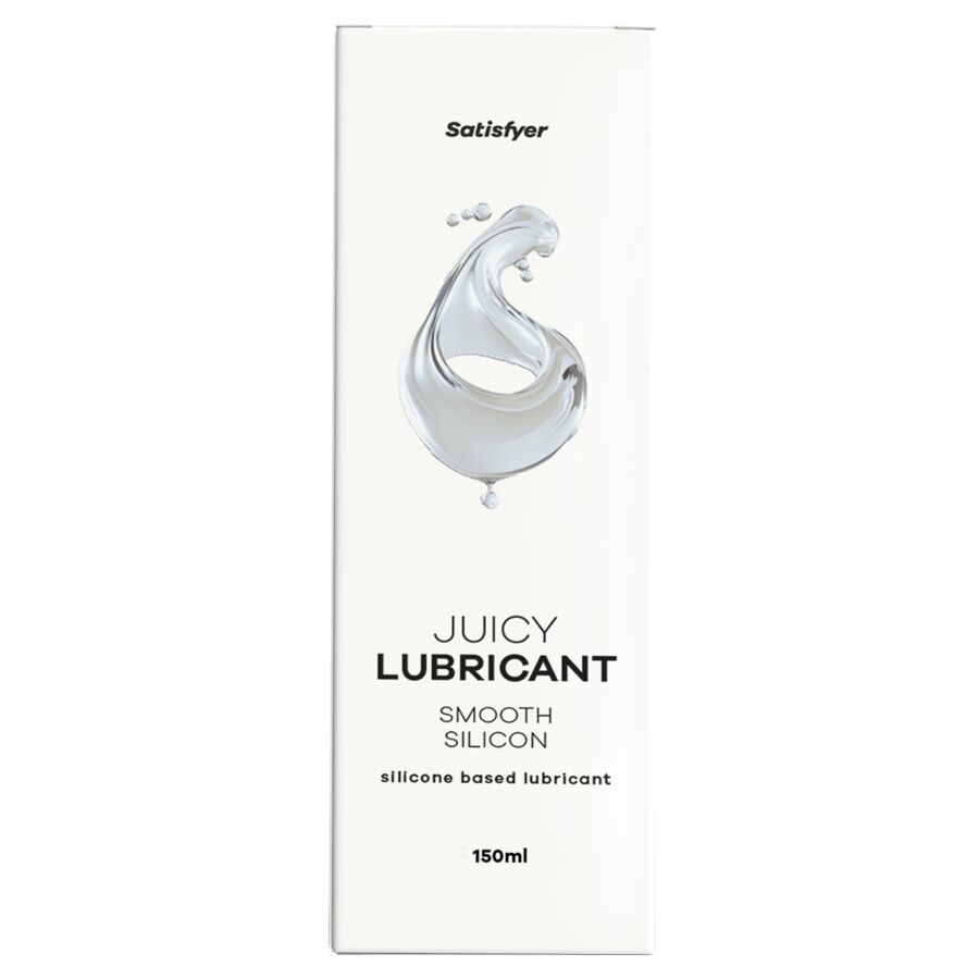 Satisfyer Lubrificante de Silicone Suave Longa Duração 150ml, embalagem e textura.