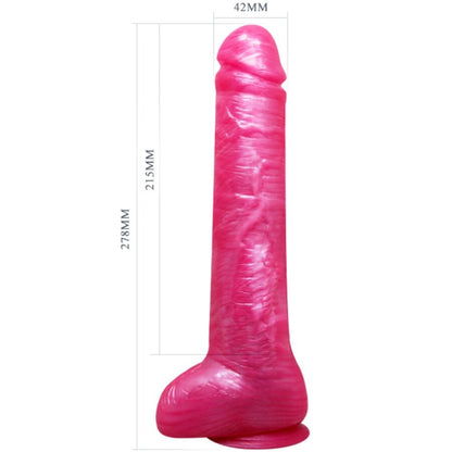 Dildo realista Baile Dong Rosa com ventosa, textura e detalhes de veias.