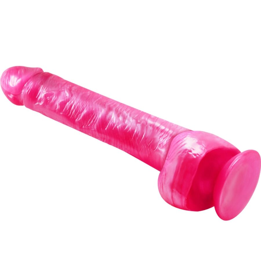 Dildo realista Baile Dong Rosa com ventosa, textura e detalhes de veias.