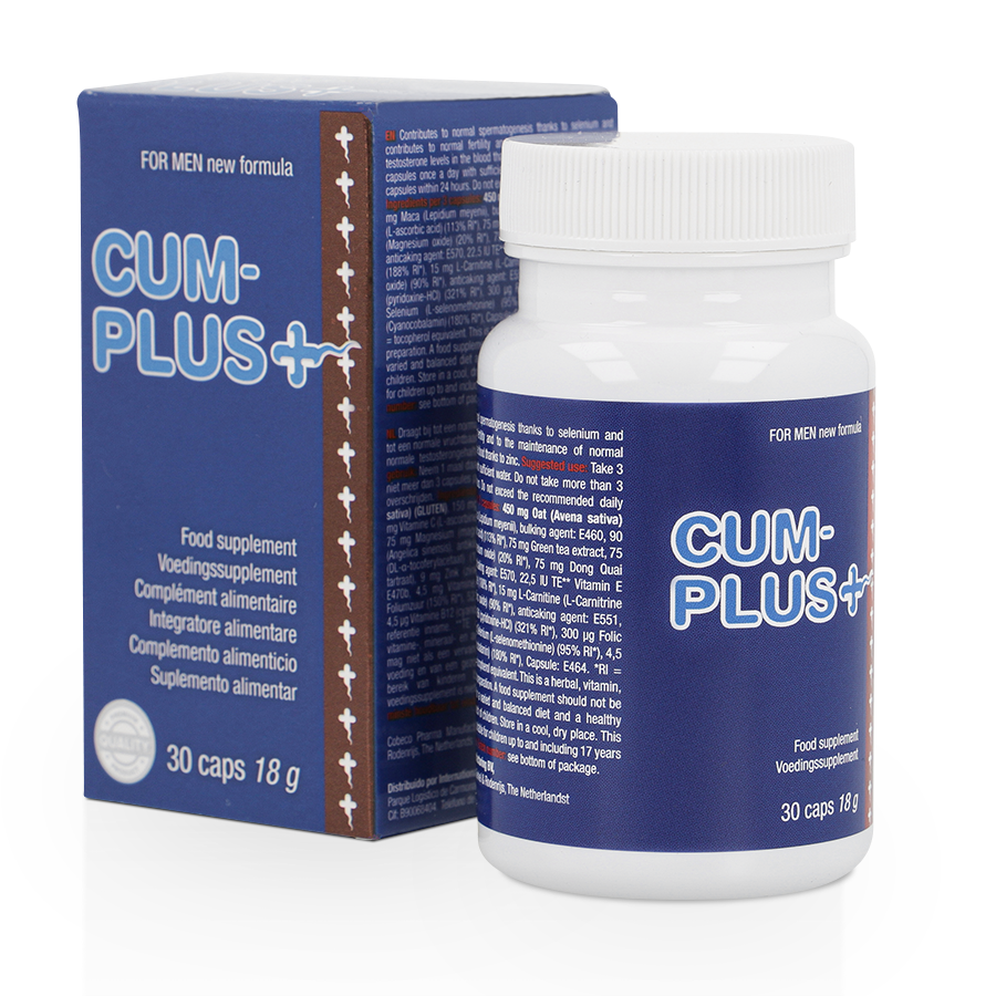 Embalagem de COBECO Cum Plus 30 Comprimidos, suplemento para fertilidade e qualidade do esperma.
