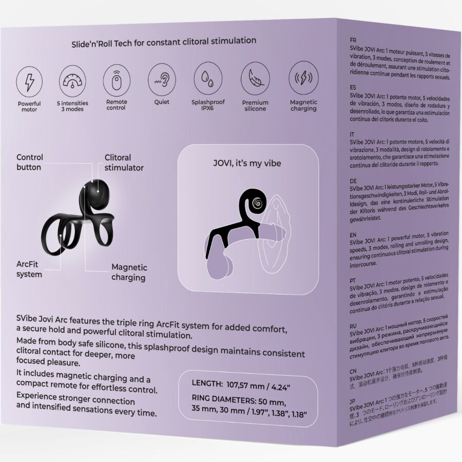 VIBRADOR DE CARACOL - ANILLO DE PAREJA JOVI ARC CON CONTROL REMOTO NEGRO