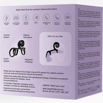 VIBRADOR DE CARACOL - ANILLO DE PAREJA JOVI ARC CON CONTROL REMOTO NEGRO